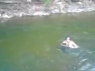 Magnificent and busty amateur teen deity swimming naked in the river - fuckmehard.club